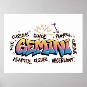 Gemini Zodiac  Graffiti  Poster