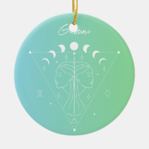 Gemini zodiac horoscope star sign gradient ceramic tree decoration