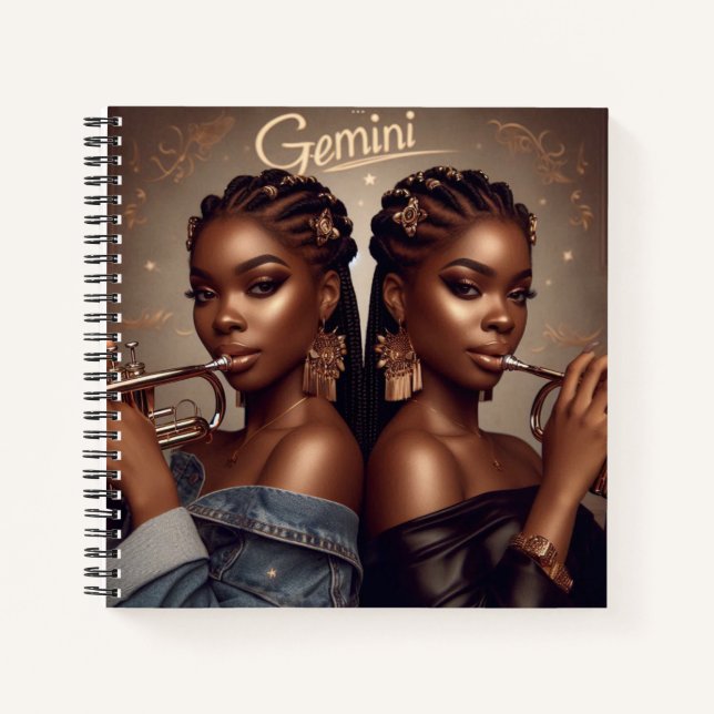 Gemini Zodiac Musician Trumpet  Notebook (Front)