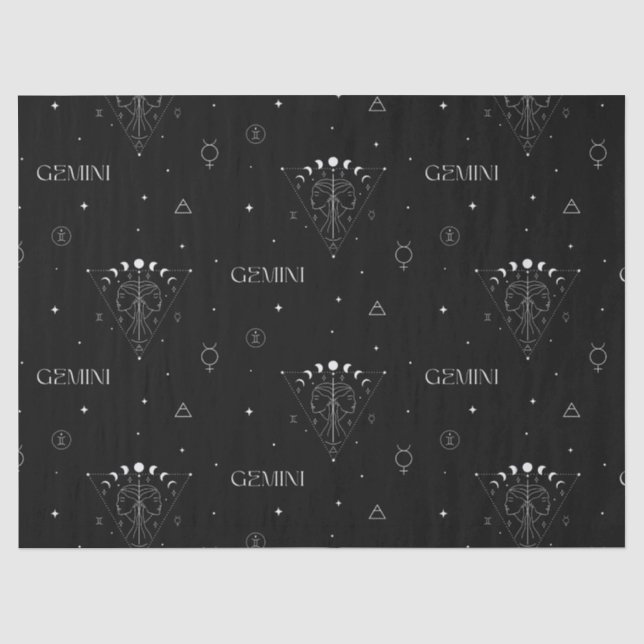 Gemini Zodiac Seamless Pattern – Celestial Twin 1 Tissue Paper (Front)