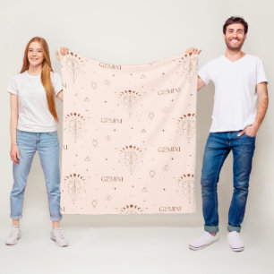 Gemini Zodiac Seamless Pattern – Celestial Twin 2 Fleece Blanket