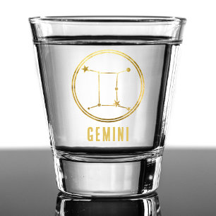 Gemini Zodiac Sign Astrology Horoscope Gold Shot Glass