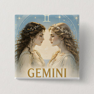 Gemini Zodiac Sign Birthday Astrology Gift 15 Cm Square Badge