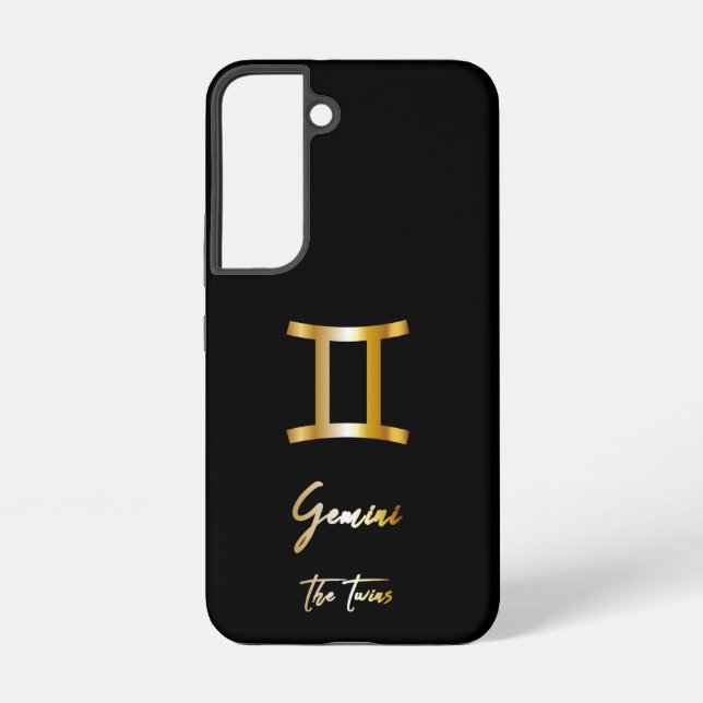 Gemini Zodiac Sign, Black & Gold  Samsung Galaxy S22 Case (Back)