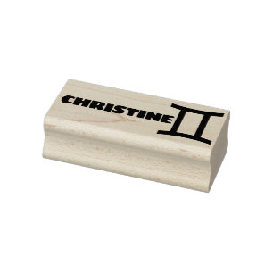 Gemini Zodiac Sign Cool Personalised Name Text Rubber Stamp