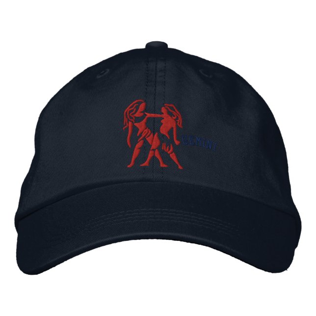 Gemini Zodiac Sign Embroidery May 12 - June 20 Embroidered Hat (Front)