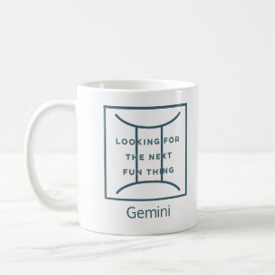 Gemini Zodiac Sign Fun Quote Blue Text Birthday Coffee Mug