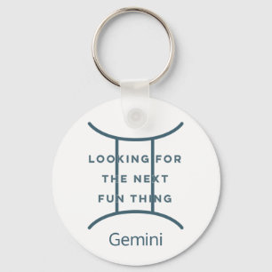 Gemini Zodiac Sign Fun Quote in Blue Text Birthday Key Ring