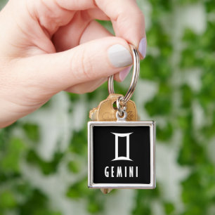 Gemini zodiac sign key ring
