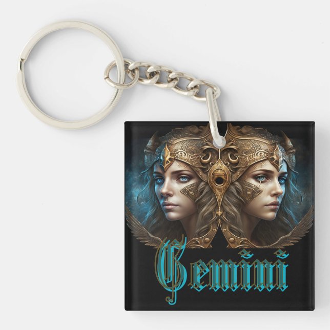 Gemini Zodiac Sign Key Ring (Front)