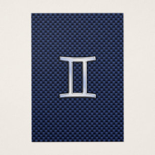 Gemini Zodiac Sign on Blue Carbon Fiber Style
