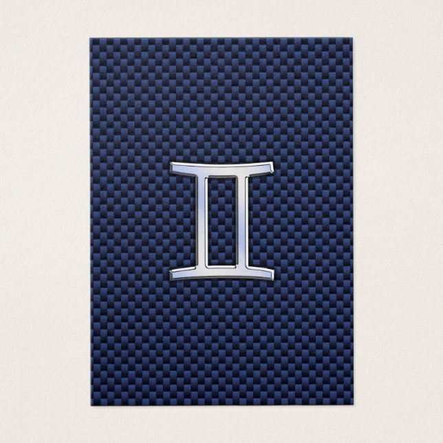 Gemini Zodiac Sign on Blue Carbon Fiber Style (Front)
