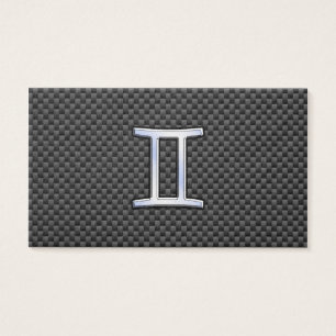 Gemini Zodiac Sign on Charcoal Carbon Fiber Print
