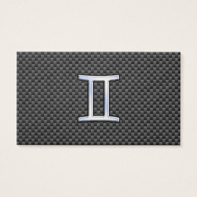 Gemini Zodiac Sign on Charcoal Carbon Fiber Print (Front)