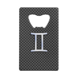 Gemini Zodiac Sign on Charcoal Carbon Fibre Print