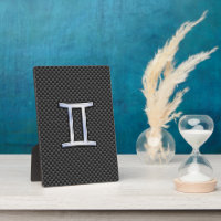 Gemini Zodiac Sign on Charcoal Carbon Fibre Print