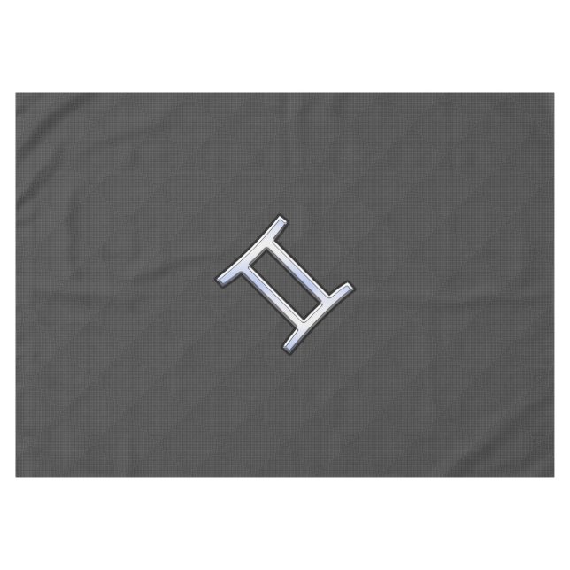 Gemini Zodiac Sign on Charcoal Carbon Fibre Print Tablecloth (Front (Horizontal))