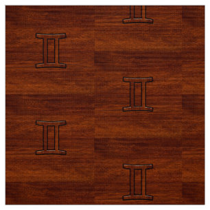 Gemini Zodiac Sign on Mahogany like print Fabric