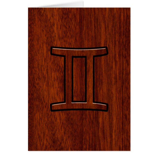 Gemini Zodiac Sign on Mahogany Wood Style (Front)