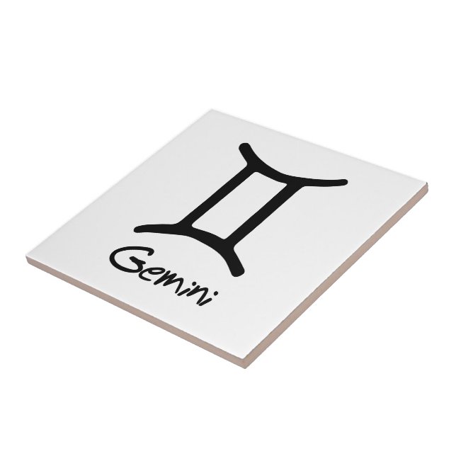 Gemini Zodiac Sign on White Background Tile (Side)