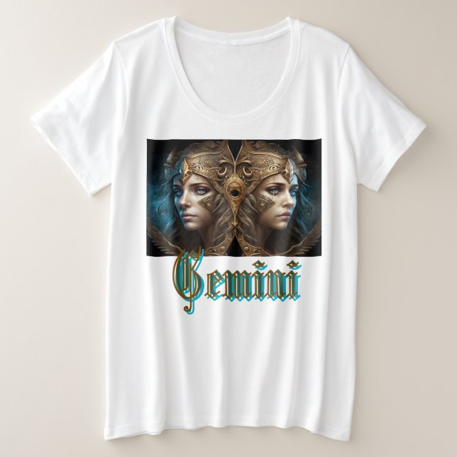 Gemini Zodiac Sign Plus Size T-Shirt (Design Front)