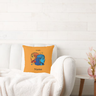 Gemini Zodiac Sign Pop Art - Retro Celestial Twins Cushion
