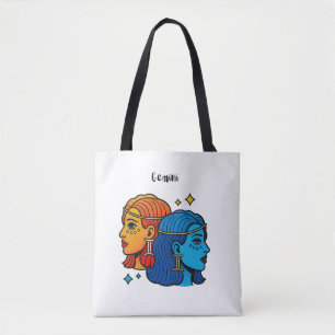Gemini Zodiac Sign Pop Art - Retro Celestial Twins Tote Bag