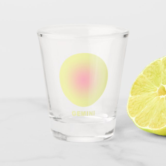 Gemini Zodiac Sign Stylish Gradient  Shot Glass (Front)