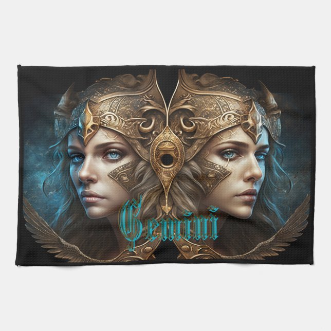 Gemini Zodiac Sign Tea Towel (Horizontal)