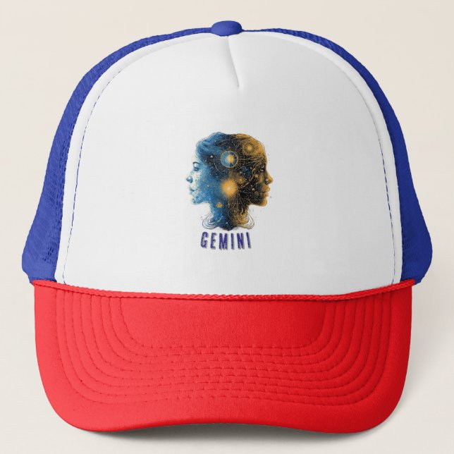 Gemini Zodiac Sign Trucker Hat (Front)