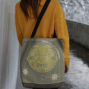 Gemini Zodiac Sign Yellow White Gray Mandala Tote Bag