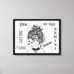 Gemini Zodiac Symbol and Sign Framed