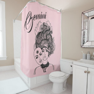 Gemini Zodiac Symbol and Sign Pink Shower Curtain