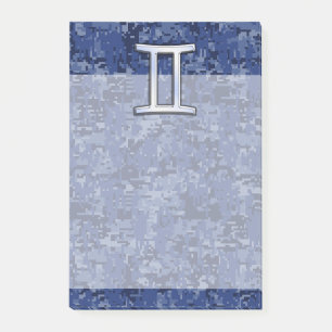 Gemini Zodiac Symbol Blue Digital Camouflage Post-it Notes