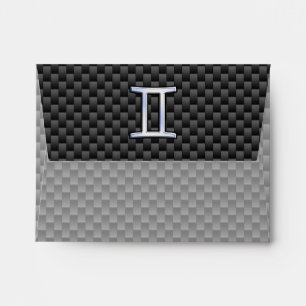 Gemini Zodiac Symbol Charcoal Carbon Fibre Print Envelopes