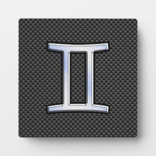 Gemini Zodiac Symbol Charcoal Carbon Fibre Print Plaque