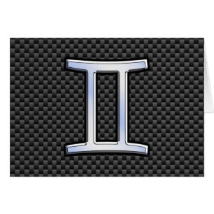 Gemini Zodiac Symbol Charcoal Carbon Fibre Style