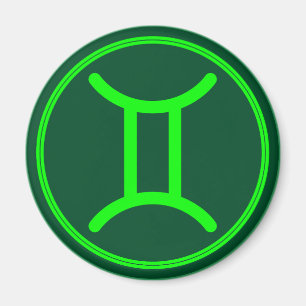 Gemini Zodiac Symbol Green Mix Magnet