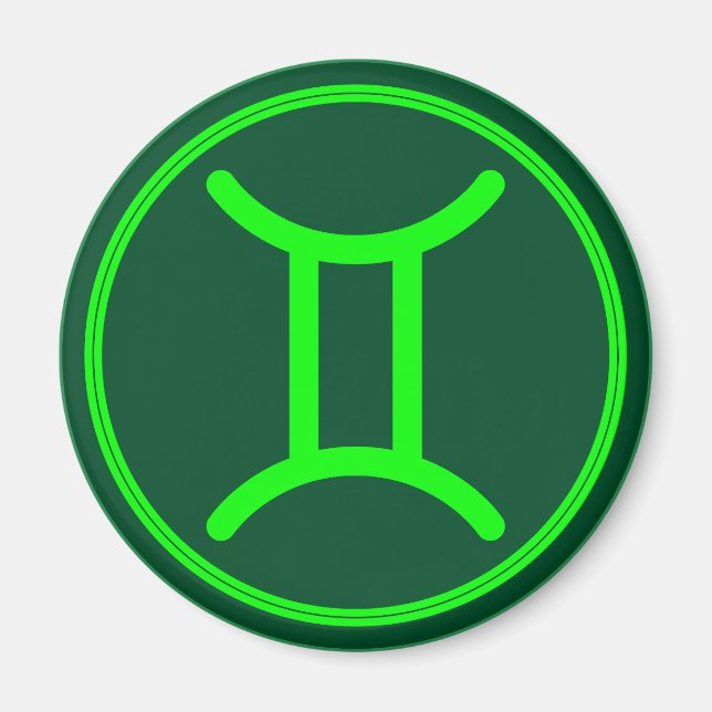 Gemini Zodiac Symbol Green Mix Magnet (Front)