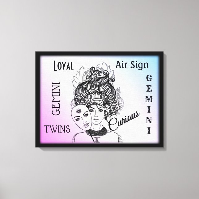Gemini Zodiac Symbol n Sign Framed  Wrapped Canvas (Front)
