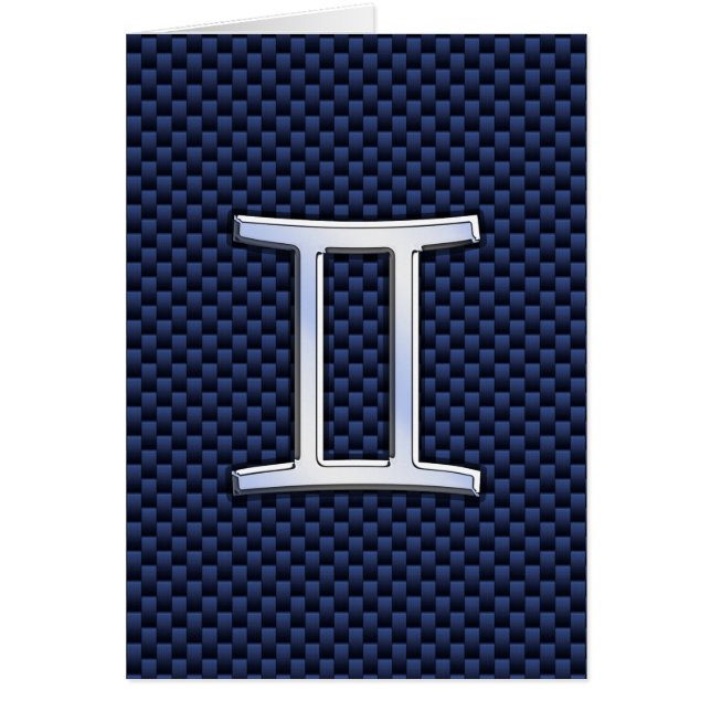Gemini Zodiac Symbol Navy Blue Carbon Fibre Print (Front)