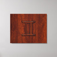 Gemini Zodiac Symbol on Mahogany like Decor