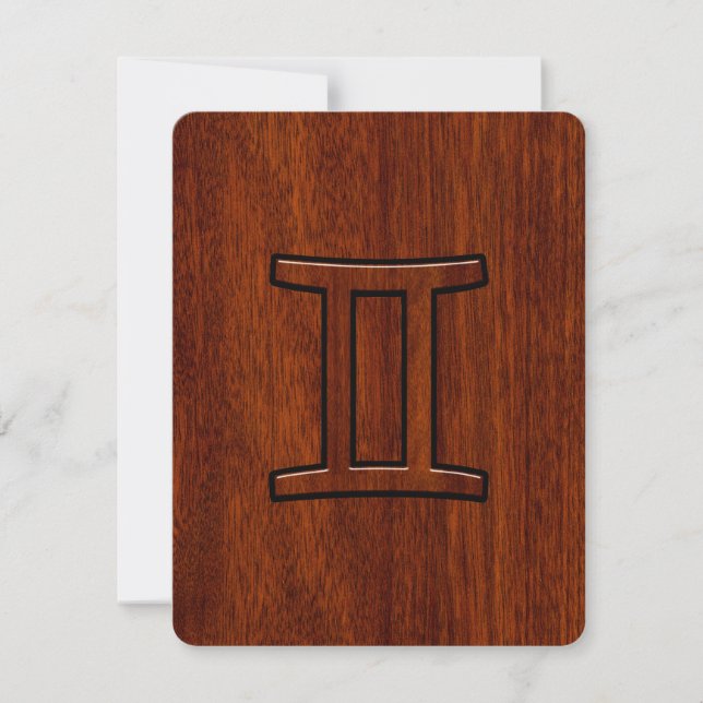 Gemini Zodiac Symbol on Mahogany like Decor (Front)
