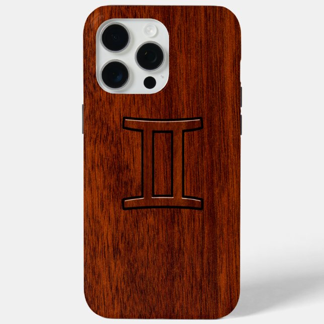 Gemini Zodiac Symbol on Mahogany like Decor Case-Mate iPhone Case (Back)