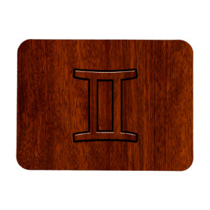 Gemini Zodiac Symbol on Mahogany like Decor Magnet