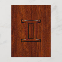 Gemini Zodiac Symbol on Mahogany like Decor