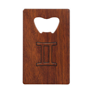 Gemini Zodiac Symbol on Mahogany like print