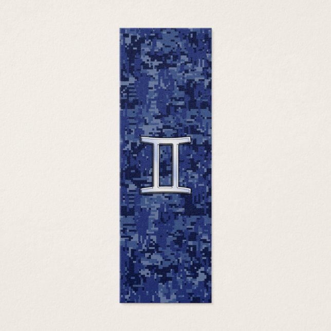 Gemini Zodiac Symbol on Navy Blue Digital Camo (Front)
