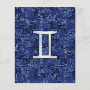 Gemini Zodiac Symbol on Navy Blue Digital Camo Flyer