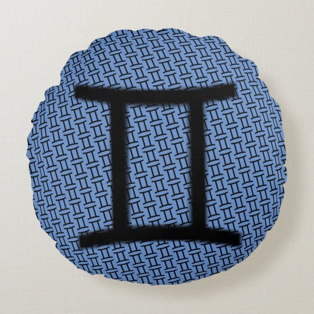 Gemini Zodiac Symbol Standard by Kenneth Yoncich Round Cushion (Front)